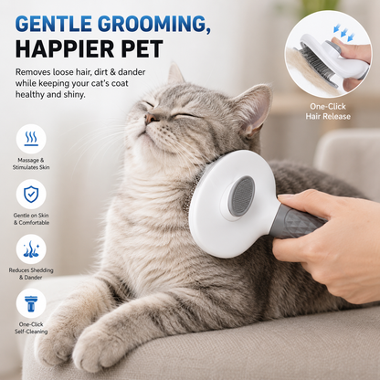 Pet Crest™ Self-Cleaning Slicker Brush – One-Click Deshedding & Grooming Tool for Dogs & Cats