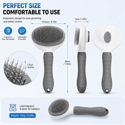 Pet Crest™ Self-Cleaning Slicker Brush – One-Click Deshedding & Grooming Tool for Dogs & Cats
